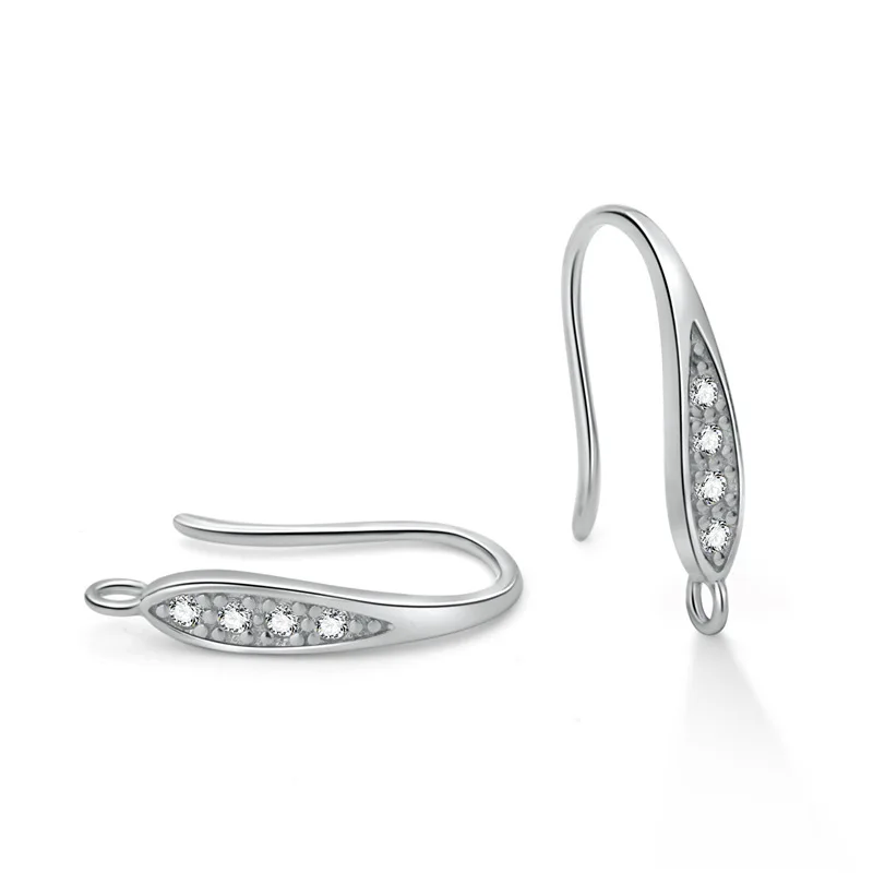 Real 925 Sterling Silver Color Ear Hook Micro-inlaid Zircon Earrings Gold-plated Manual DIY Jewelry Making Component Accessories