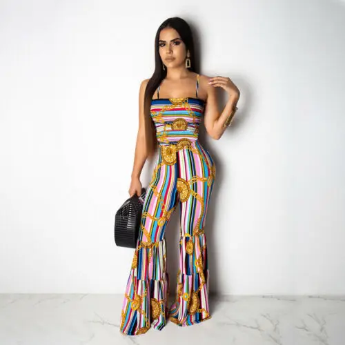 

Sexy Women Clubwear Summer Playsuit Party Jumpsuit Romper Bell-bottom Trousers