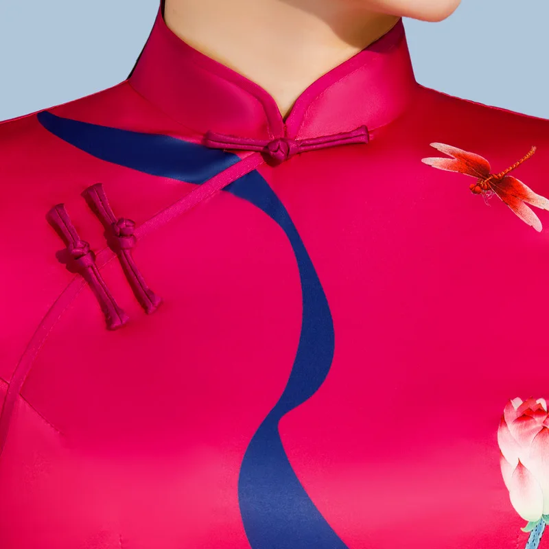 

Stylish Ladies Rayon Cheongsam 2019 New Summer Chinese style Mandarin Collar Long Dress Womens Qipao Slim Party Dresses Vestido