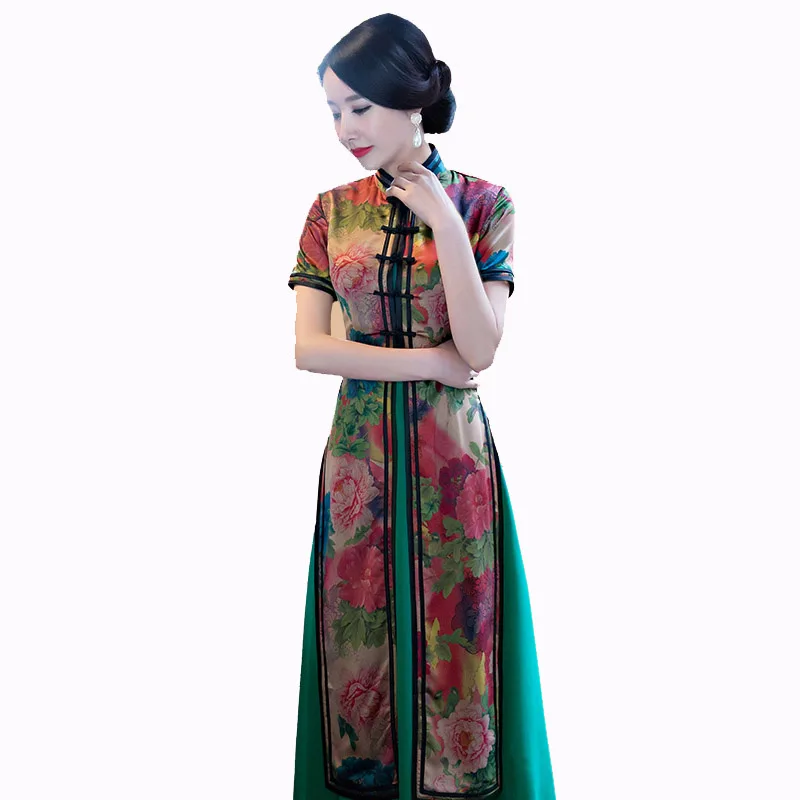 2017 New Arrival Viet Nam Style Twinset Ladies' Chinese Long Cheong-sam Vietnam Ao Dai Dresses Club Dress M L XL XXL XXXL 0422 | Женская