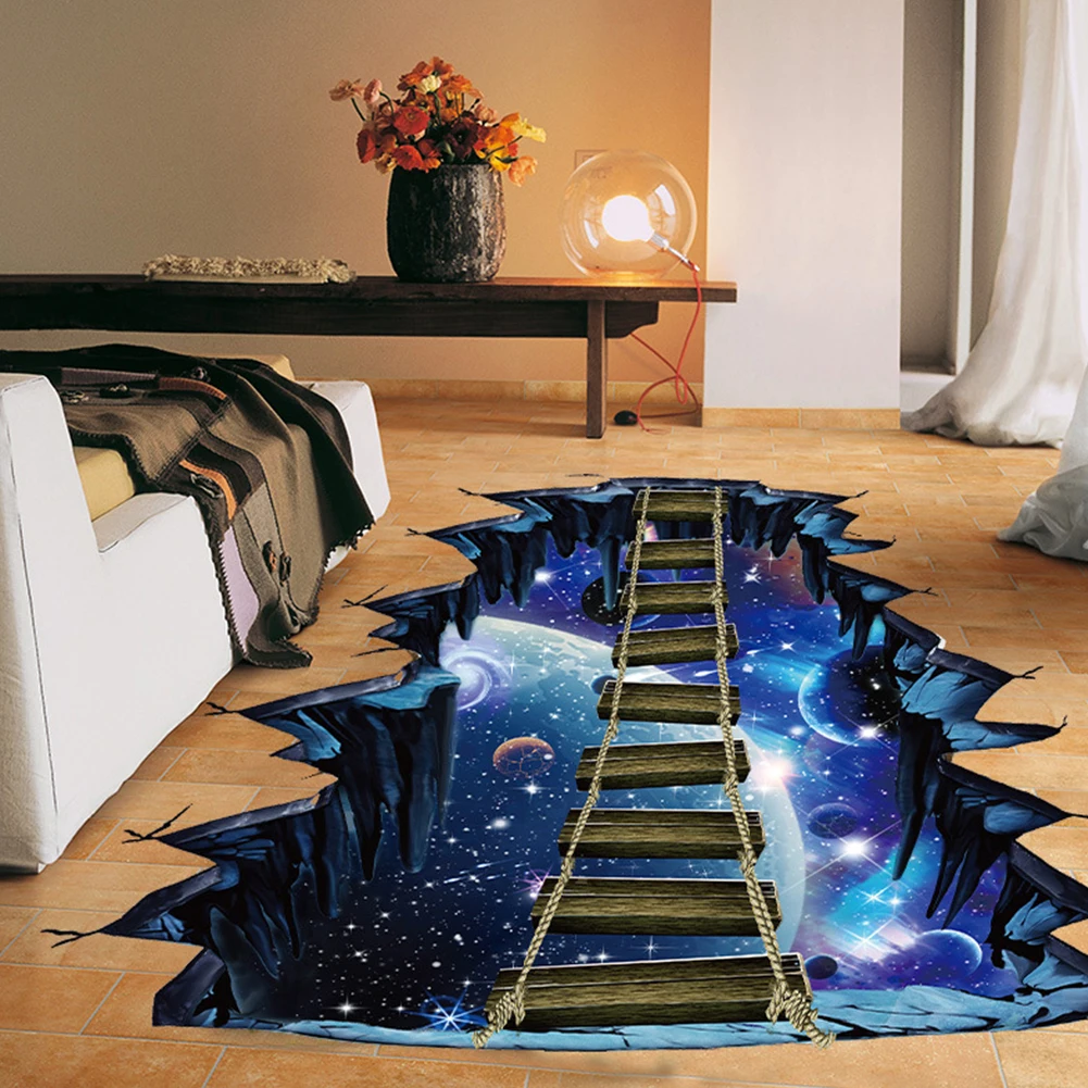Подвесной мост и космическое пространство 3D стены стикеры реалистичные пол Self