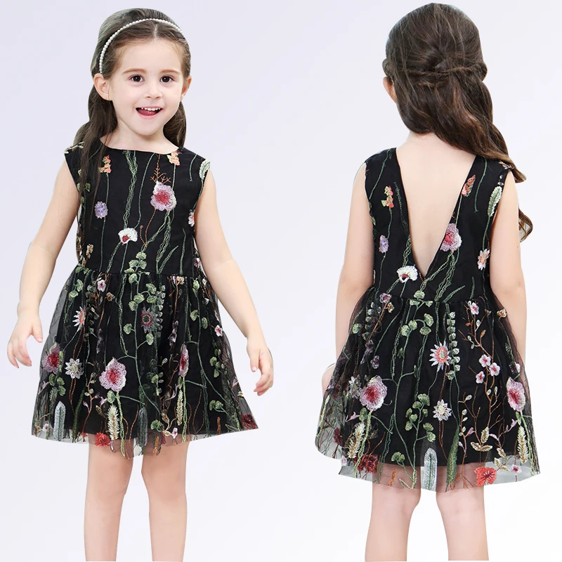 2018 принцесса DressesDress Девушки Осень Стиль с длинным рукавом цветочным принтом