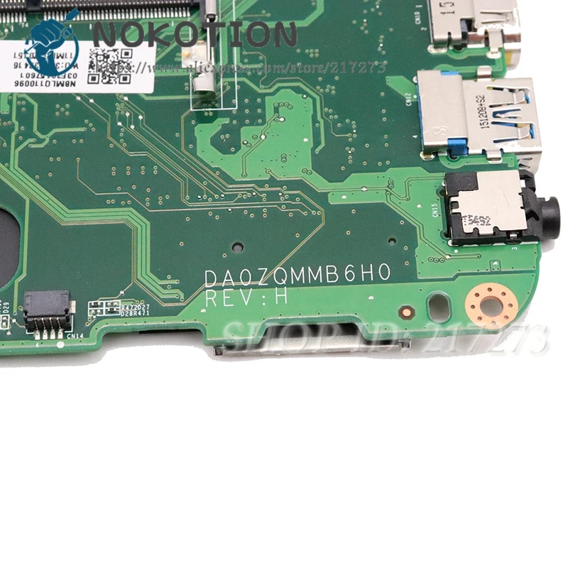 NOKOTION для Acer asipre E5-411 Материнская плата ноутбука DDR3 DA0ZQMMB6H0 DBMRX11003 дБ. MRX11.003 NBMLQ11009 NBMLQ110096