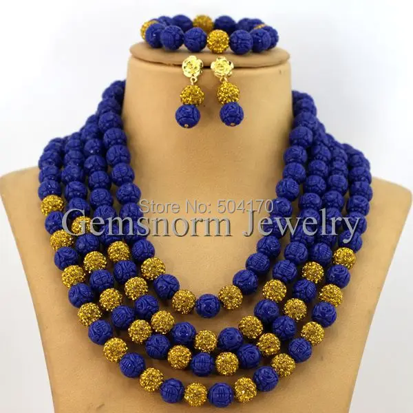 Восхитительный темно синий нигерийский Свадебный комплект ювелирных изделий с