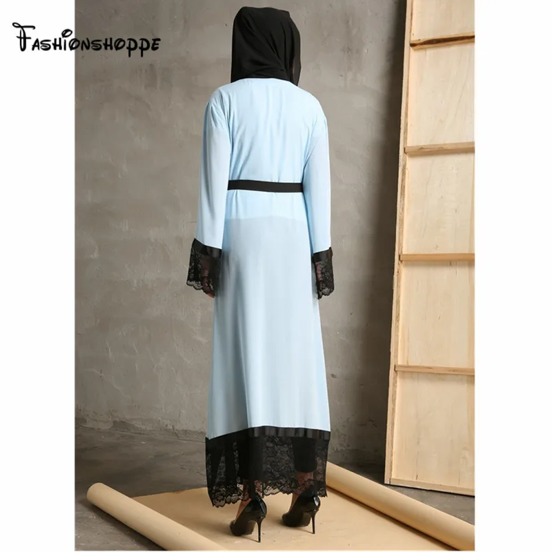 Женское платье-кимоно Abaya черное кружевное платье-кафтановое с