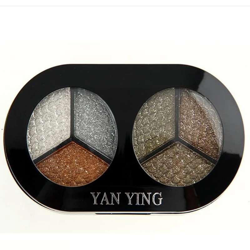 2019 new 6-color 3D shine eye shadow earth shiny pearl light makeup disk bare lasting water with brushE5 |