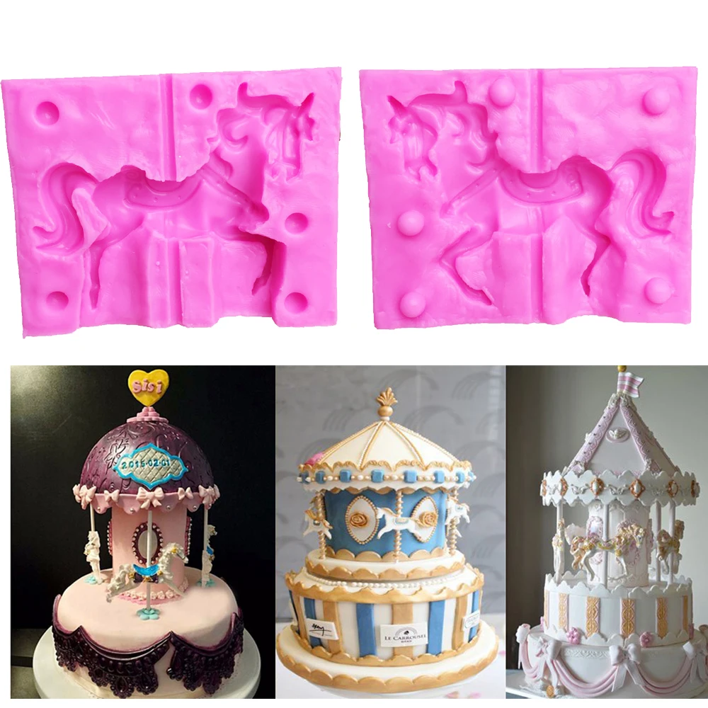 3D Carousel Horse силиконовая форма для свечей Fimo глиняные формы мыла инструменты