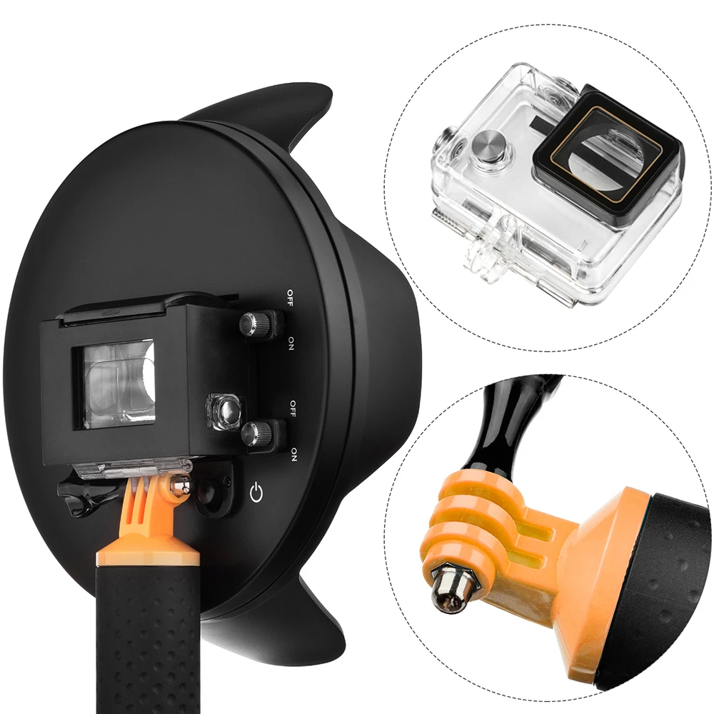 Снимать Зонт 6 дюймов Дайвинг купол Порты и разъёмы для GoPro Hero 4 3 + Камера с