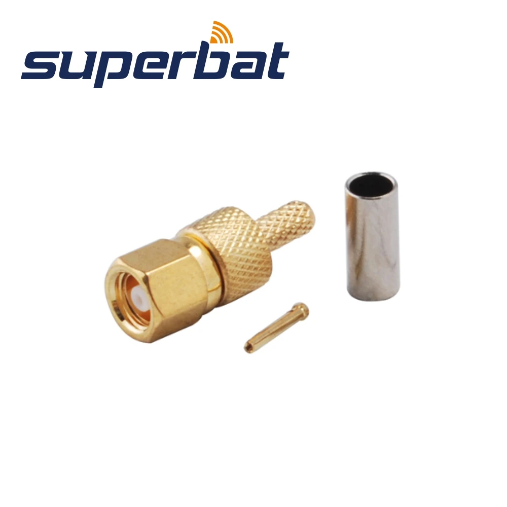 Superbat SMC Crimp Male RF Coaxial Connector for RG174,RG178,RG316,LMR100 Cable (10PCS)