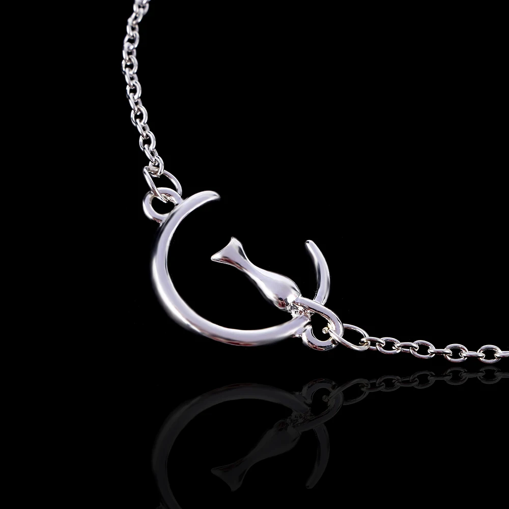 1 шт. посеребренный Модный милый котенок женский животный Луна кошка цинковый