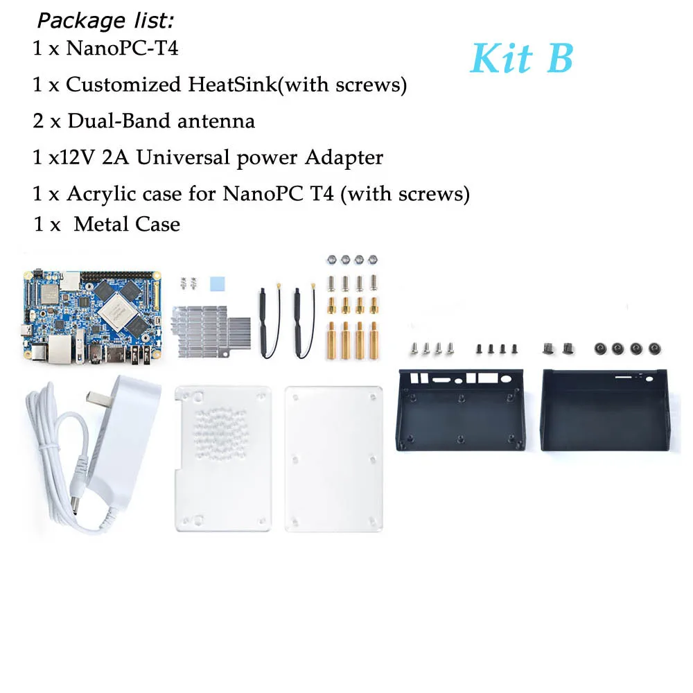 NanoPC-T4 Rockchip RK3399 Cortex-A72 Cortex-A53 VR AI OpenCV TensorFlow MIPI Dual band wifi M.2PC EC20 4G 16GB EMMC