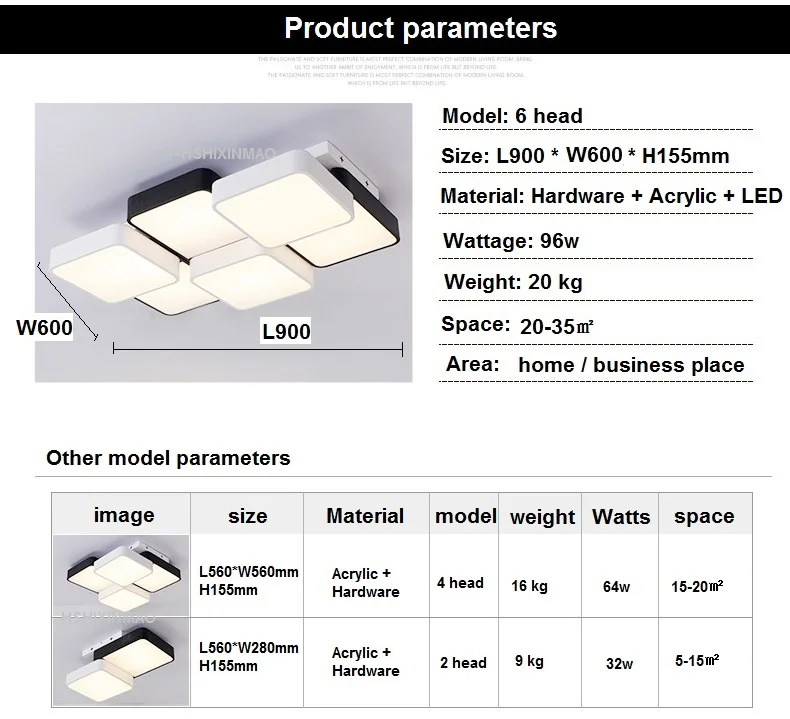 Новый кубический светодиодный прямоугольный потолочный светильник для гостиной