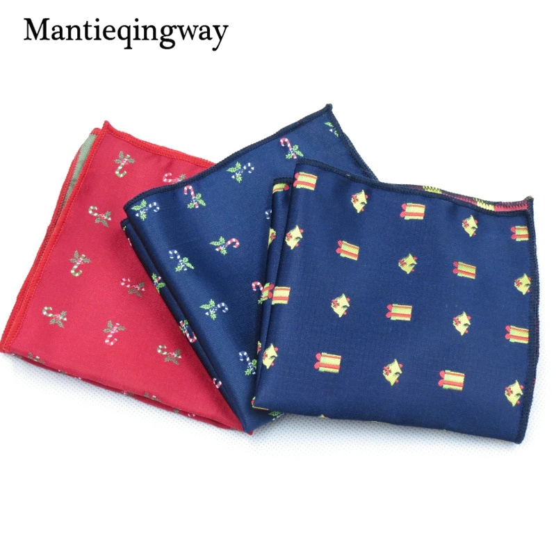 Mantieqingway для мужчин Галстук Ханки Набор для мужчины Бизнес Рождественский узор шеи галстук платок для Мужская Gravatas узкий галстук