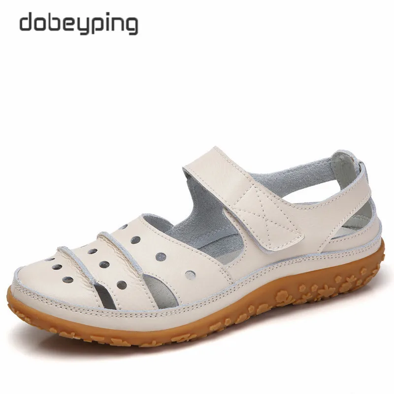 Dobeyping/открытые женские сандалии; дышащая женская пляжная обувь; женская обувь из натуральной кожи на плоской подошве с вырезами; женские лоферы; Новое поступление