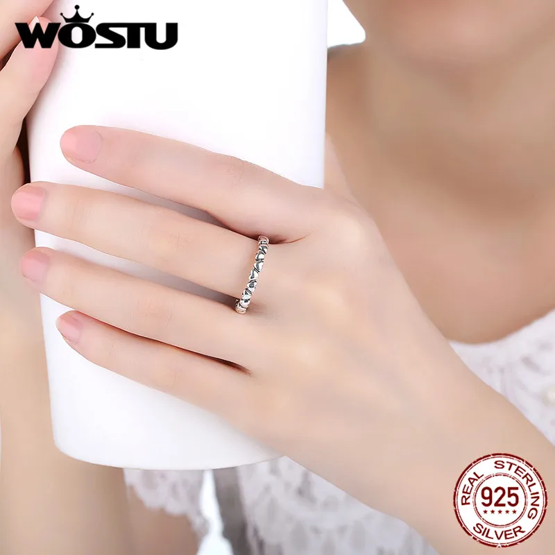 Женское кольцо с сердечком WOSTU модное Оригинальное из 100% стерлингового серебра 925