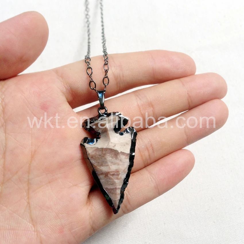 

WT-N713 Top quality wholesale 10pcs Indian trim necklace,black gun chain necklace Indian trim arrowhead shape necklace