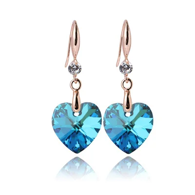 Blue Gold Manxiuni oorbellen букле d'oreille голубое сердце Висячие серьги австрийского хрусталя женские Серьги Модные женские ювелирные Brincos - Окраска металла: Blue Gold