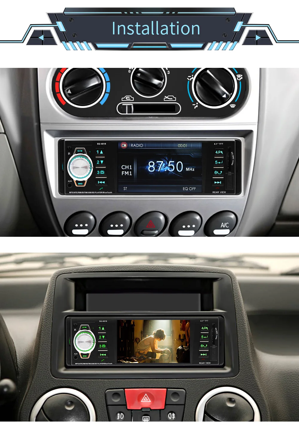 Авторадио MP5, радио, стерео, FM, AUX вход, автомобильное радио, Bluetooth, громкая связь, вызов, автомобильное аудио, 1 Din, обратное изображение, USB, TF, авто радио