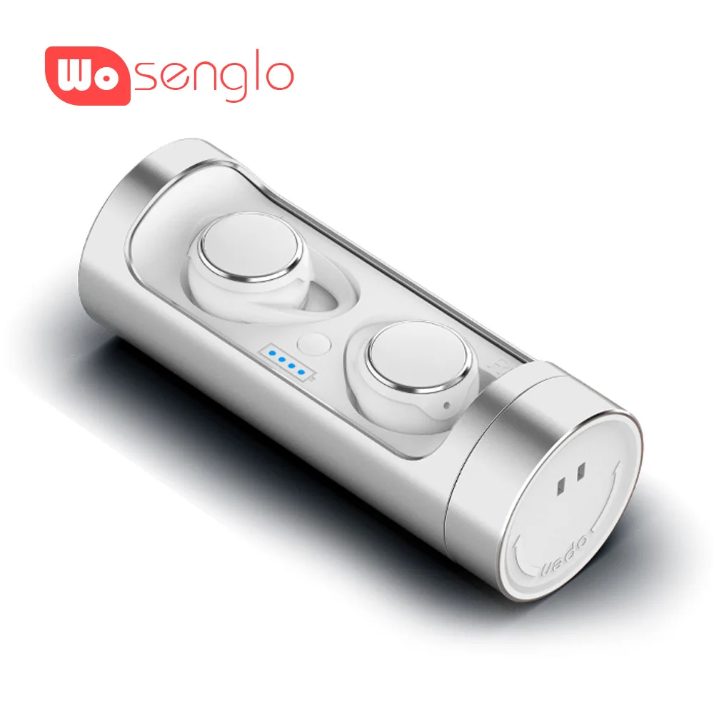 Wosenglo Bluetooth 5,0 наушники истинные беспроводные стерео мини-наушники в ухо вкладыши Встроенный микрофон с зарядным устройством для ios Android - Цвет: White