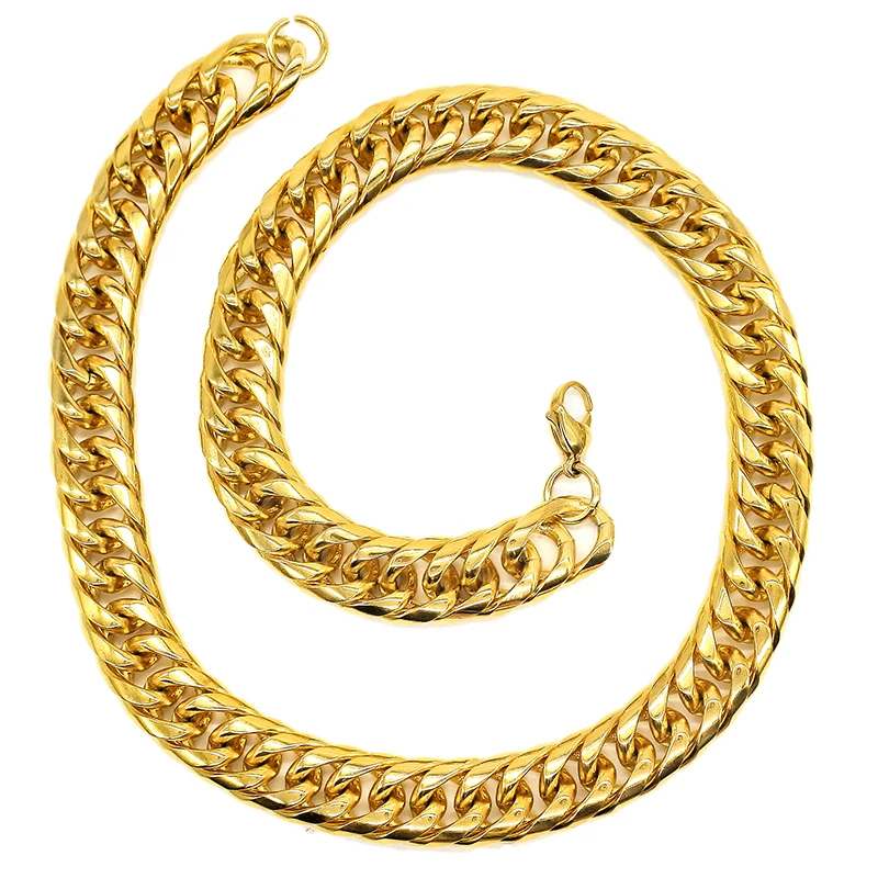 Золотое ожерелье AMUMIU цепочка для мужчин женщин девушек браслет Золотая высокого