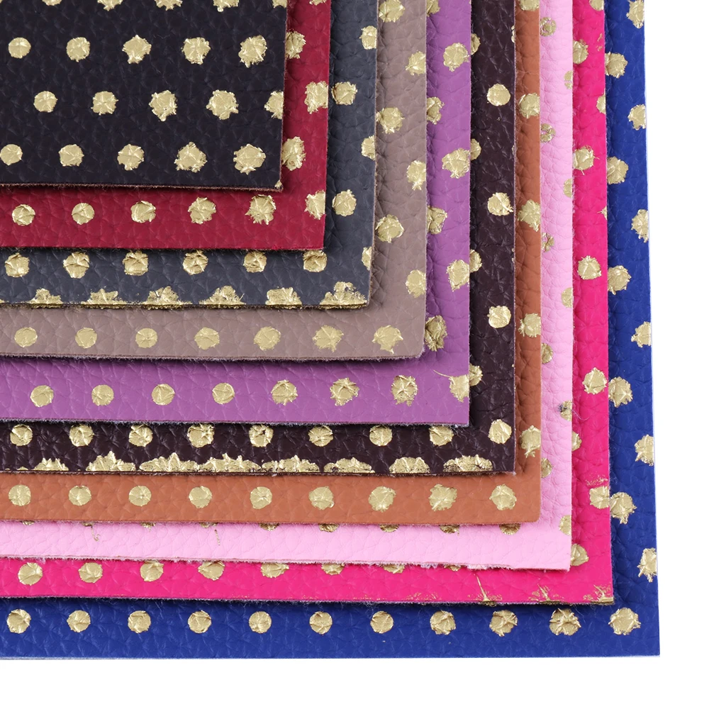 David accessories 20x33cm gold dot Lychee Leather Faux embossed Fabric Sewing artificial synthetic leather 1Yc5750 | Дом и сад