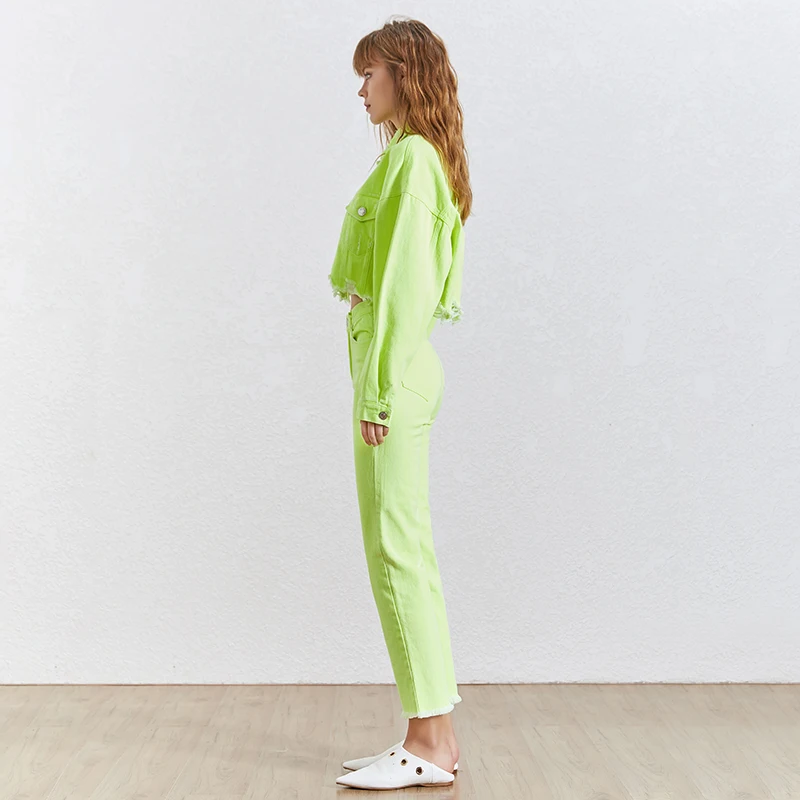 TWOTWINSTYLE Летний джинсовый комплект из двух предметов женские куртки с длинным