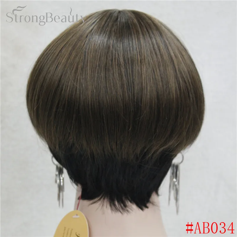StrongBeauty короткие парики для женщин синтетические коричневые/фиолетовые волосы гриб стрижка волоконный монолитный парик