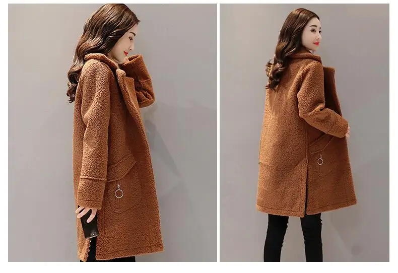 MSAISS Double-sideSheepskin Coat Women Winter Leather Jacket Brown Wine Shearling Coat Fur Collar Warm Leather Jacket Outerwear