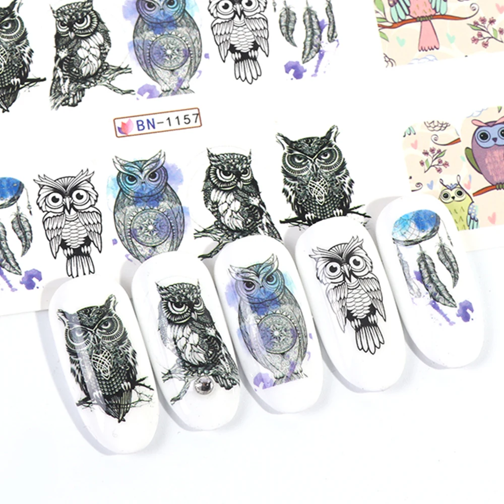 84 шт летние Nail Art Набор наклеек Водные Наклейки ожерелье из драгоценных камней Павлин Сова ползунок ногти любовь маникюрный набор CHBN1129-1212