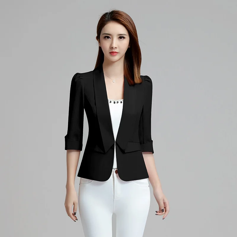 2018 New Arrival Blazer Female Long Sleeve Solid Single Breasted Ladies Office Coat Regular Notched Women Autumn Slim Fit | Женская