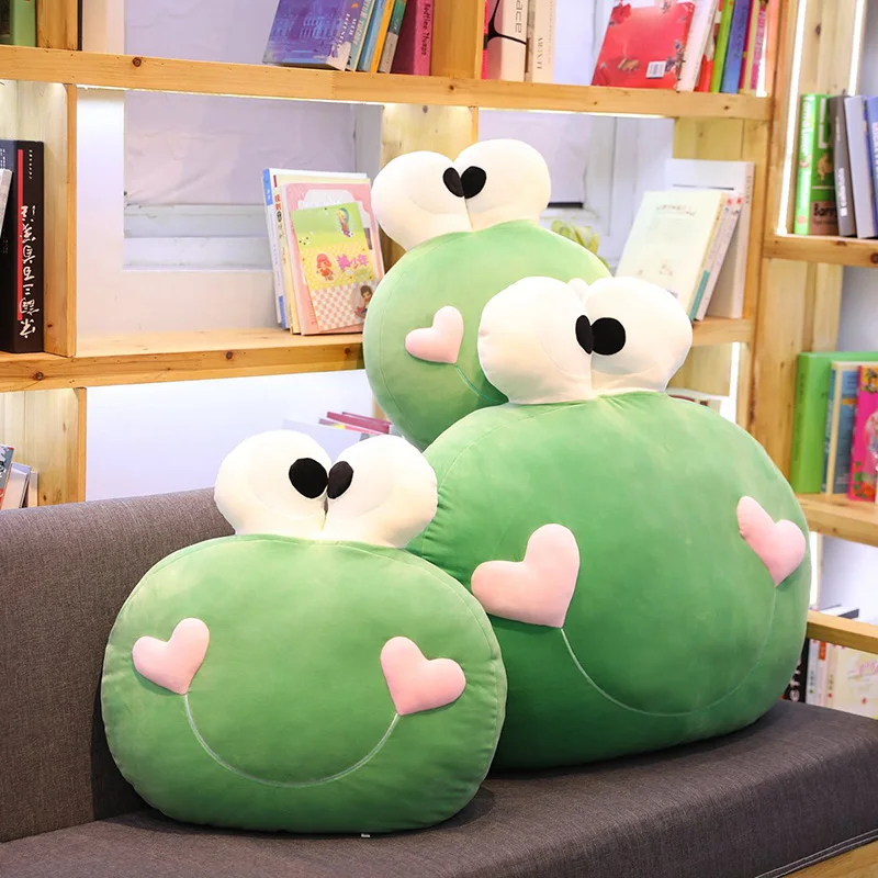 Candice guo plush toy stuffed doll cartoon animal smile frog heart big eye rest pillow office nap cushion baby birthday gift 1pc | Игрушки и