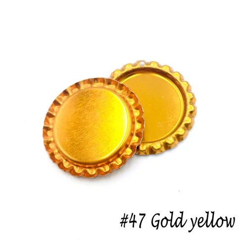 47-Goldyellow 20 шт./лот, с отверстием внутри, цветная Круглая Плоская бутылочная шапочка для поделок, бант для волос, украшение для волос, ожерелье с бантом, аксессуары для ювелирных изделий - Цвет: 47-Goldyellow
