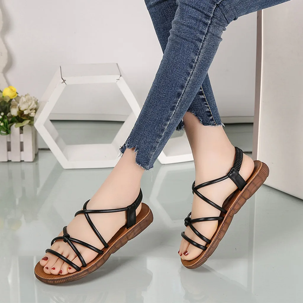 Женские сандалии на мягкой плоской подошве Пляжные Модные повседневные
