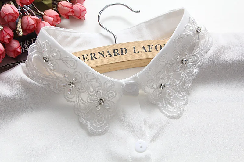 Женская блузка с вышивкой в Корейском стиле украшенная стразами модная рубашка