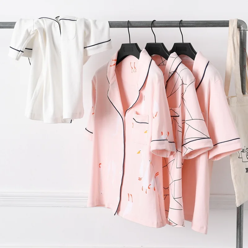 Летняя Пижама с коротким рукавом Женский комплект принтом клубники женское