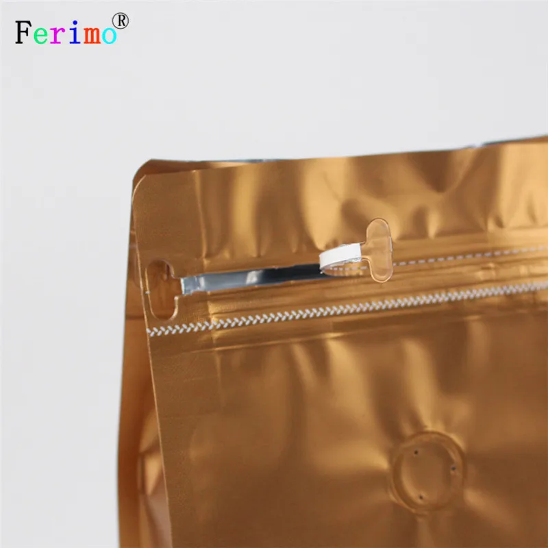100pcs 13.5x26.5cm High Quality Gold Eight Side Zipper Organ Bag Metallic Mylar Big Aluminum Foil Air Valve Zip Lock Bags | Дом и сад