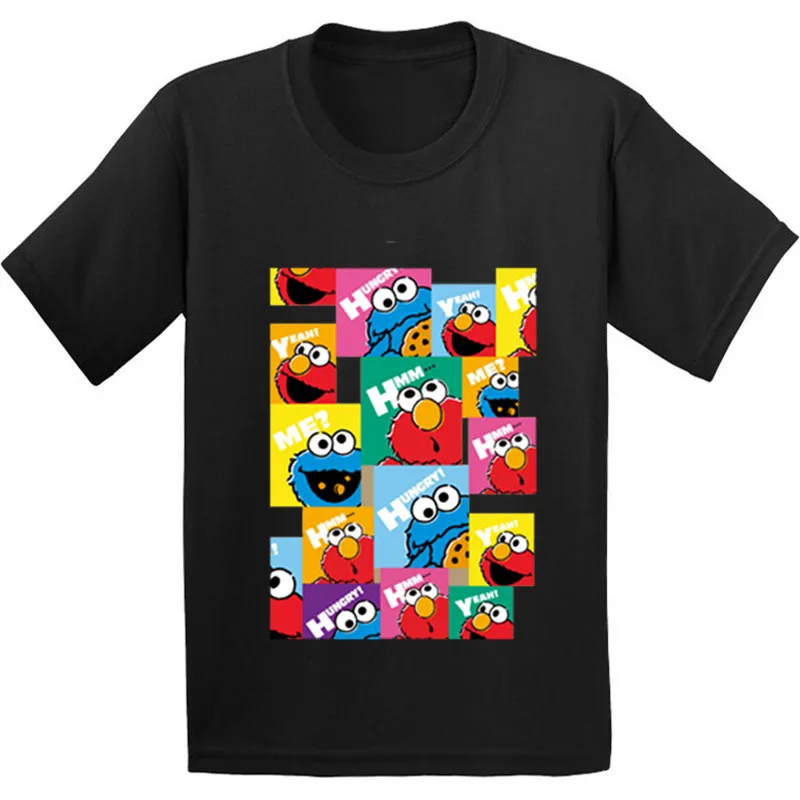 

100% Cotton,Sesame Street Cookie Monster and Elmo Pattern Kids T shirt Baby Funny Clothes Boys/Girls Cartoon T-shirt,GKT269