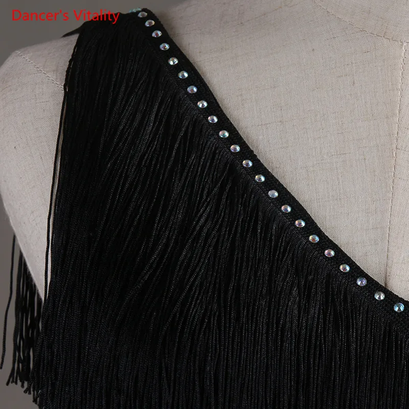 

Custom Made Competition Latin/Women/girls Dance Dress Rumba Skirt Ballroom stage Costumes tassel Rhinestone Dance Dress