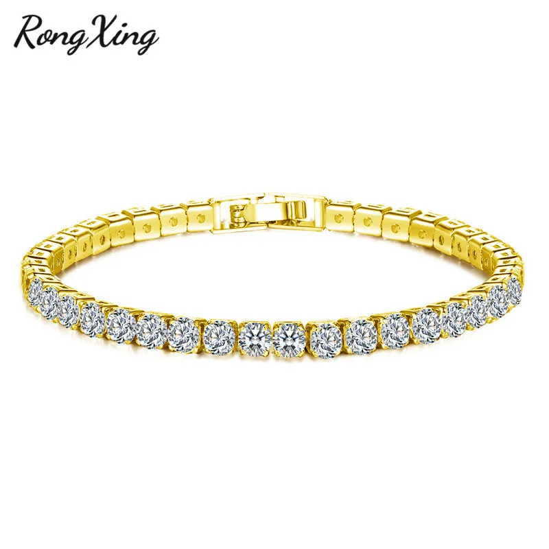 RongXing Роскошные полностью циркониевые однорядные синие/зеленые/белые бриллианты