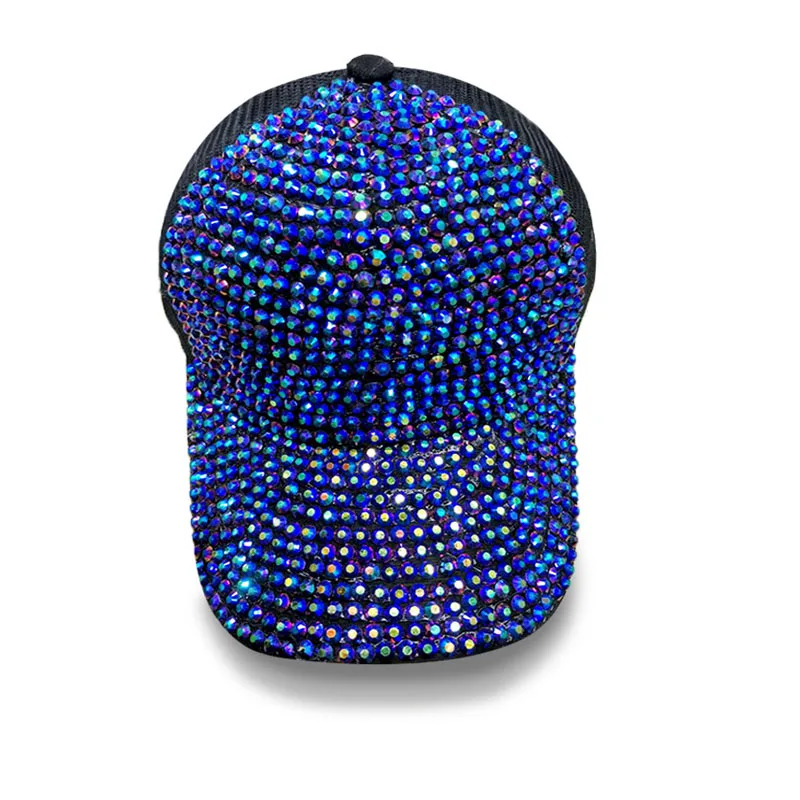blue stone Для женщин Стразы Шапки женский Бейсбол Кепки Bling шапка с бриллиантом для девочек в индивидуальном стиле Бейсболка Кепка Gorras воздухопроницаемость, головной убор с сеточкой от солнца - Цвет: blue stone