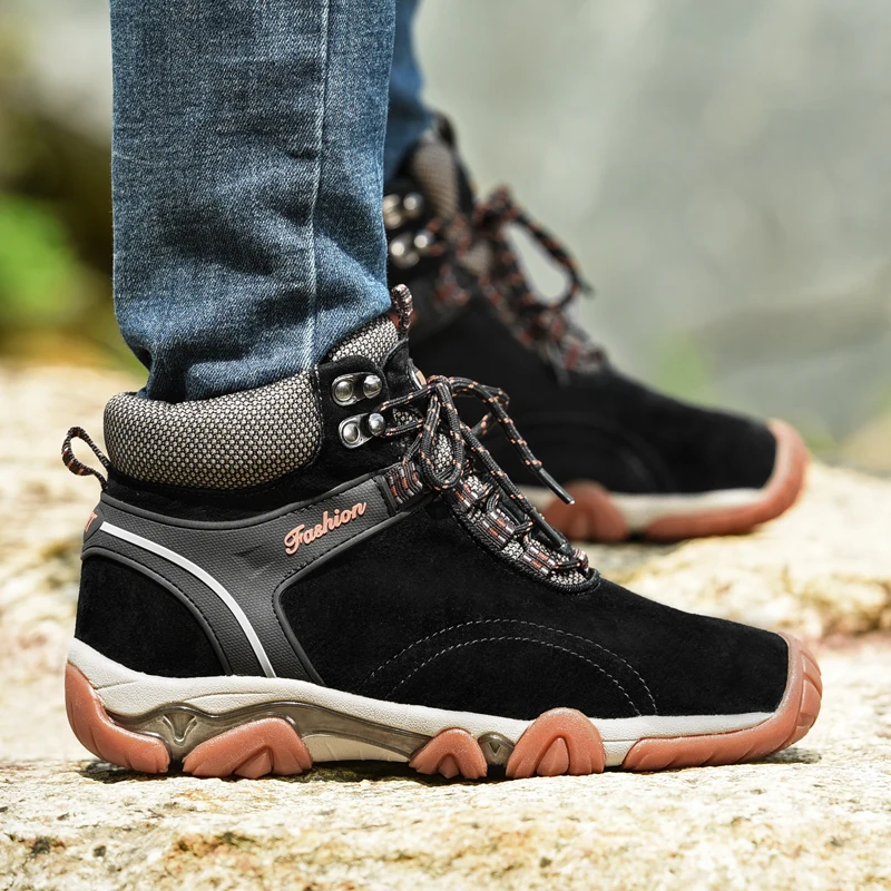 Мужские треккинговые ботинки кожаные для альпинизма водонепроницаемые