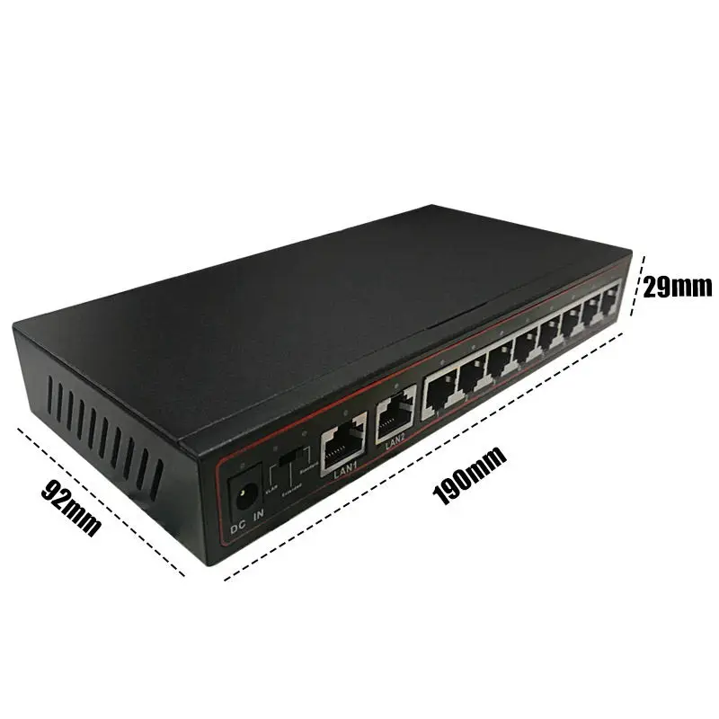 Diewu 10 портов Spoe Ethernet сетевой коммутатор 10/100Mpbs Hub 8 Poe выключатель инъектор для