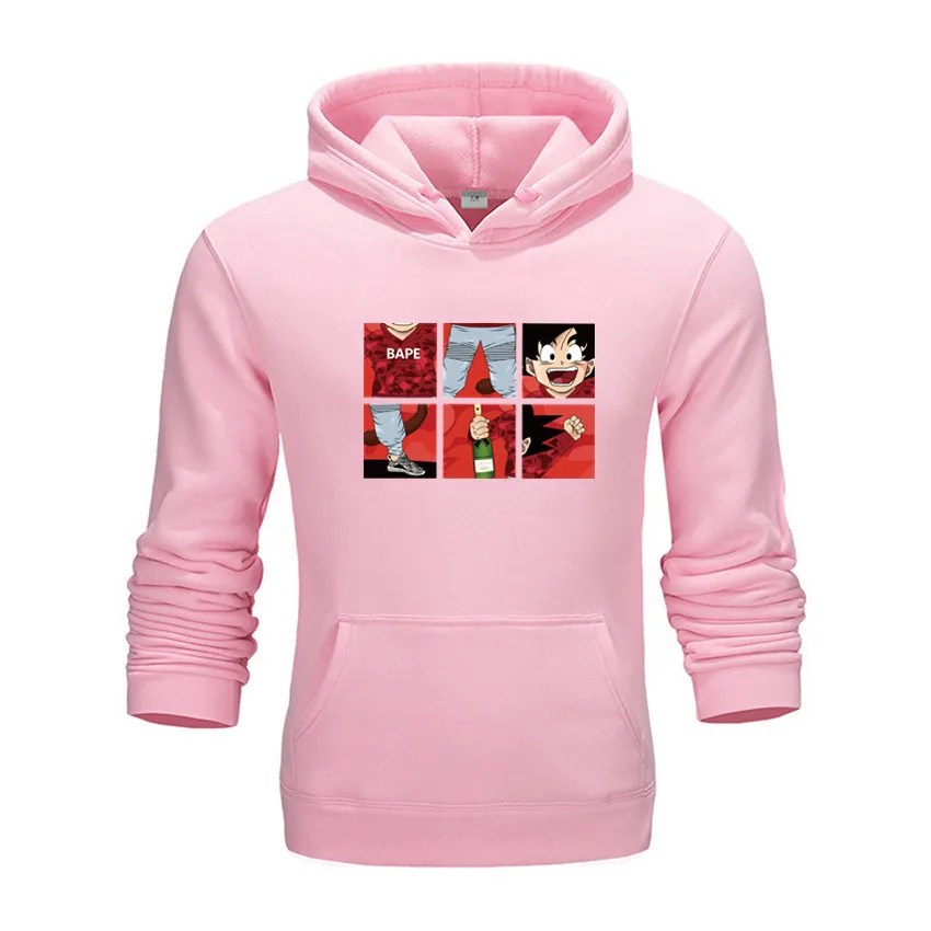 Розовый Dragon Ball Z Pocket Hoodie, мужские толстовки с капюшоном в японском стиле, мужская толстовка с капюшоном в стиле Драконий жемчуг,, Зимний пуловер, верхняя одежда с длинным рукавом - Цвет: Розовый