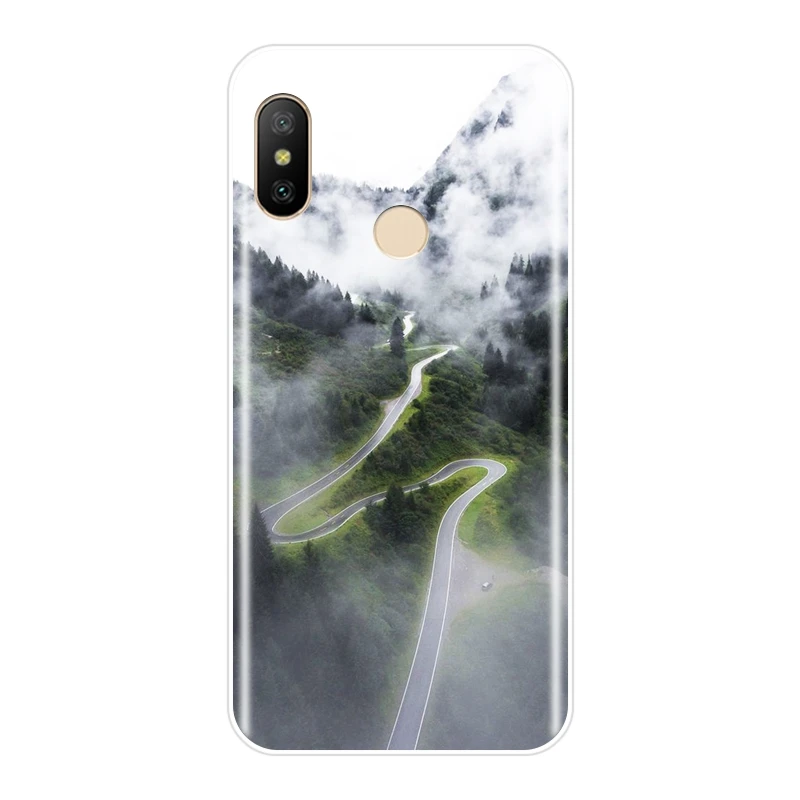 For Xiaomi Mi A1 A2 8 Lite SE Phone Case Silicone Mountain Travel Cloud Green Soft Back Cover 5 5C 5S 5X 6 6X Plus | Мобильные