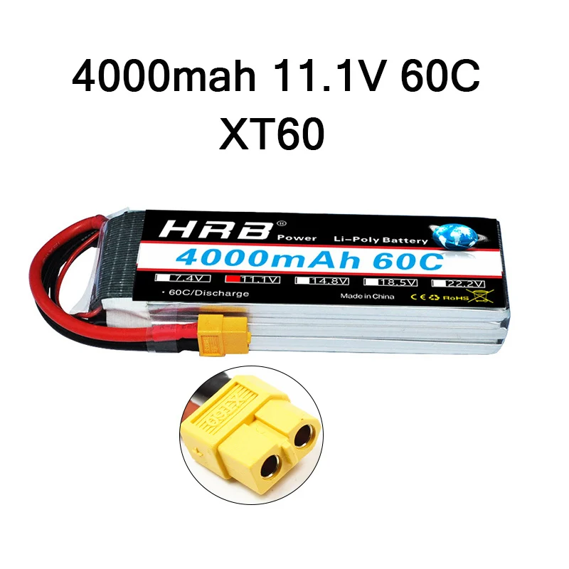 3S 4000mah 60C XT60 HRB 3S 11,1 V Lipo 1100mah 1200mah 1300mah 1500mah 2200mah 2600mah 3000mah 3300mah 3600mah 4200mah Для RC автомобиля FPV лодки - Color: 3S 4000mah 60C XT60