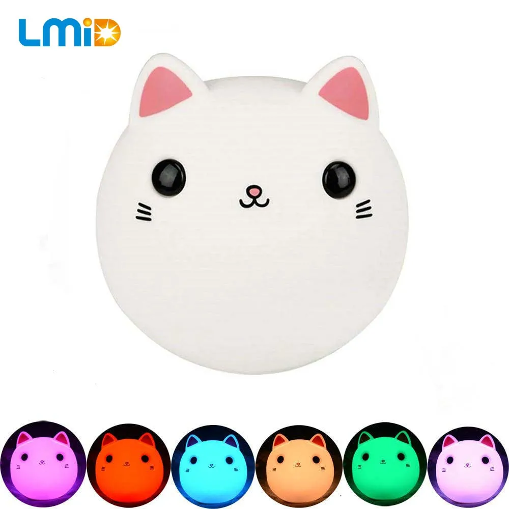 LMID милый силиконовый ночник для кошки, прикроватная лампа, детские игрушки, лампа для кровати, лампа-ночник, украшение для спальни, дети, Gif