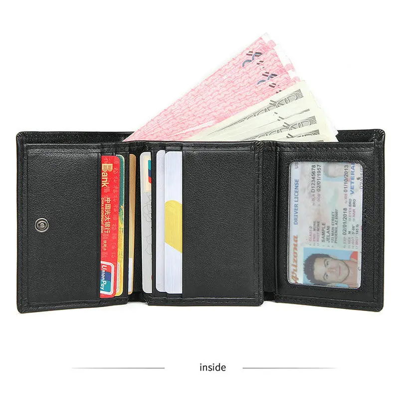 GENODERN Новый rfid кошелек в три сложения мужской из натуральной кожи Короткий