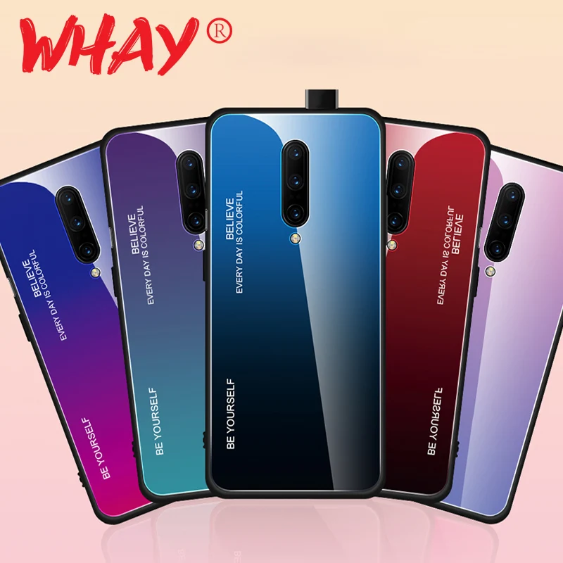 WHaY Tempered Glass Case for Oneplus 7 pro 6 6T Luxury Phone Cover Soft TPU Back Coque |