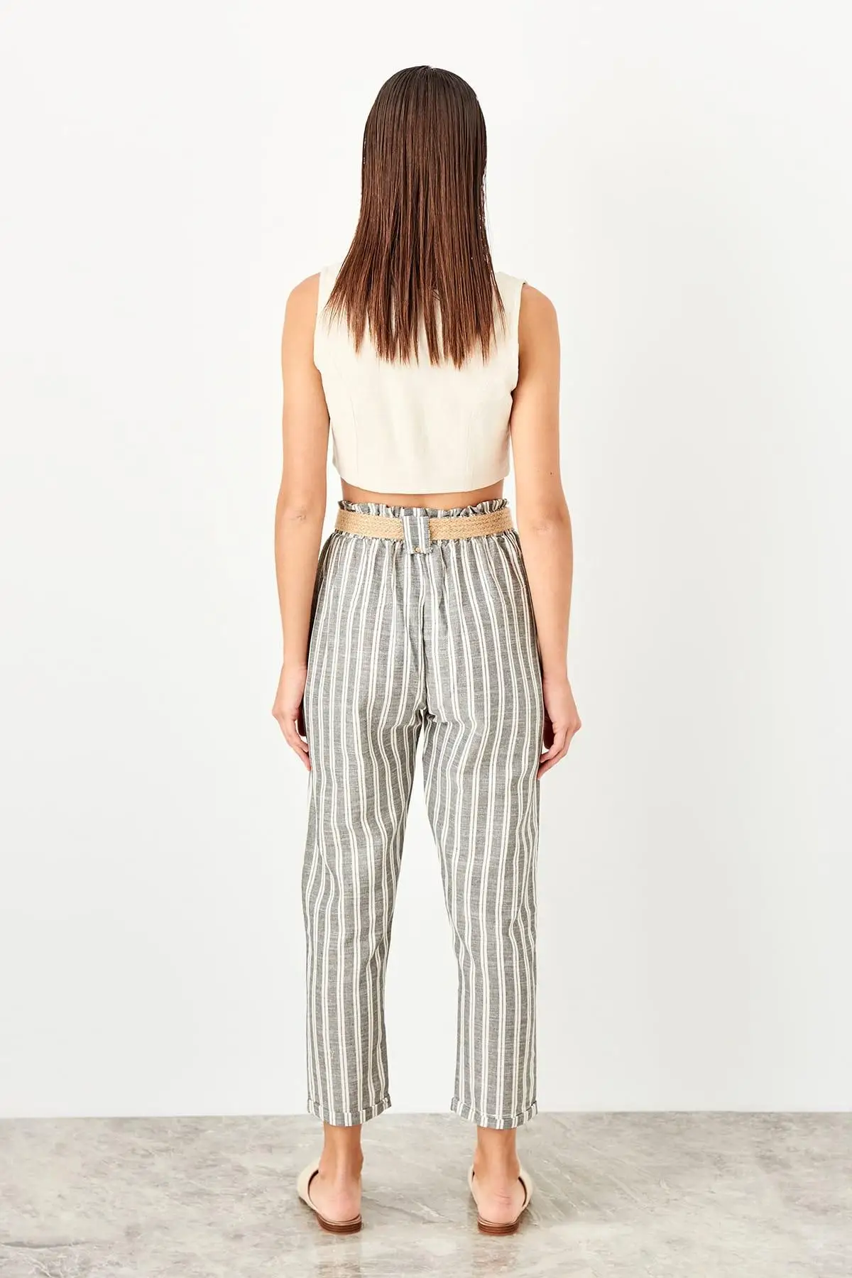 Trendyol серые плетеные брюки Kemerli TWOSS19IS0076