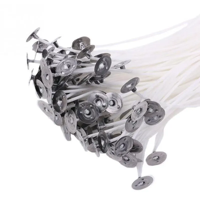 

100 Piece Candle Wicks For Candle Making,Low Smoke 6" Pre-Waxed & 100% Natural Cotton Core Waxed Wick With Preserver Handmade